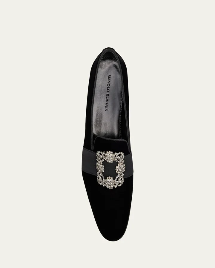Men's Crystal Buckle Suede Loafers - Image 2