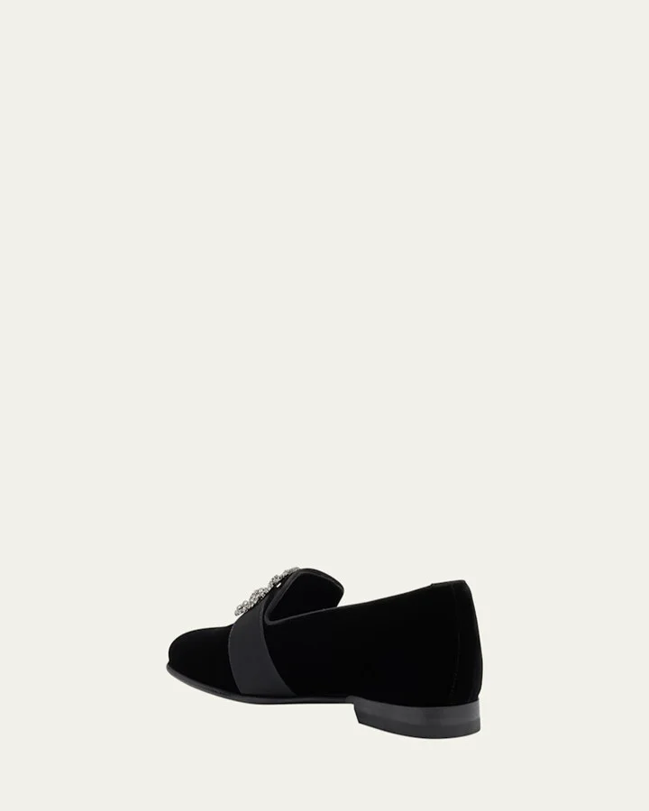 Men's Crystal Buckle Suede Loafers - Image 4