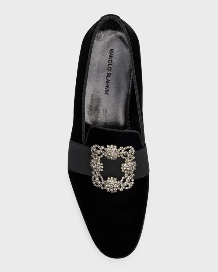 Men's Crystal Buckle Suede Loafers - Image 2