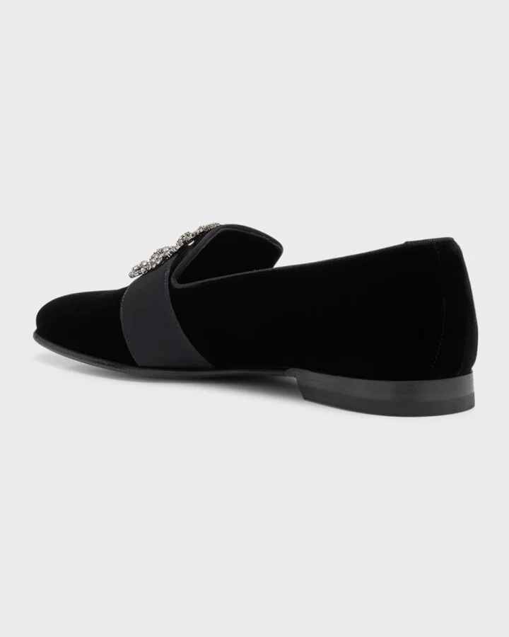 Men's Crystal Buckle Suede Loafers - Image 3