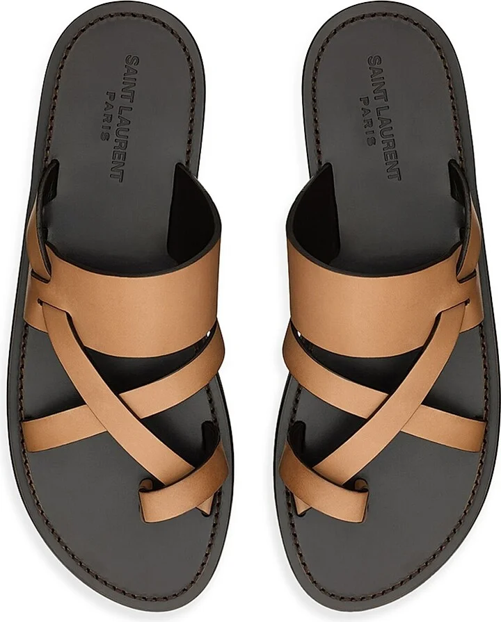 Men's Culver Slides in Smooth Leather - Gold Brown - Size 9 - Image 3