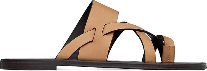 Men's Culver Slides in Smooth Leather - Gold Brown - Size 9