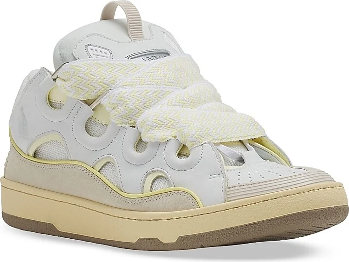 Men's Curb Leather Sneakers - Beige - Size 2 - Image 2