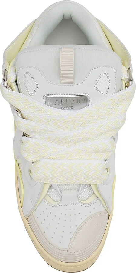 Men's Curb Leather Sneakers - Beige - Size 2 - Image 5
