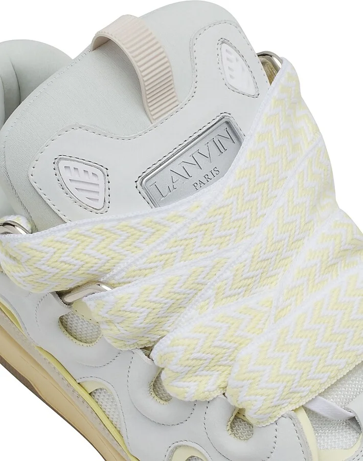 Men's Curb Leather Sneakers - Beige - Size 2 - Image 7