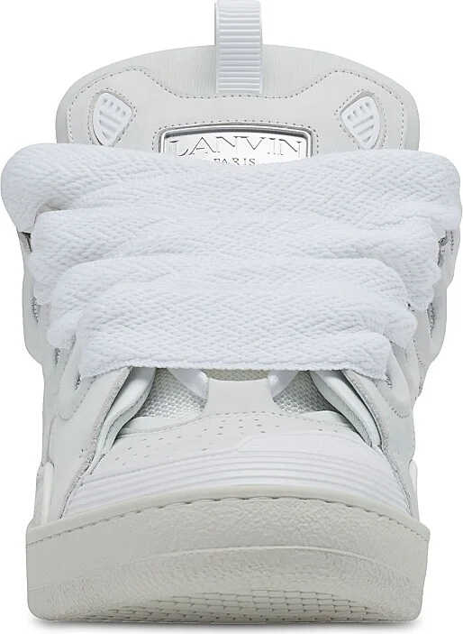 Men's Curb Leather Sneakers - White - Size 2 - Image 3