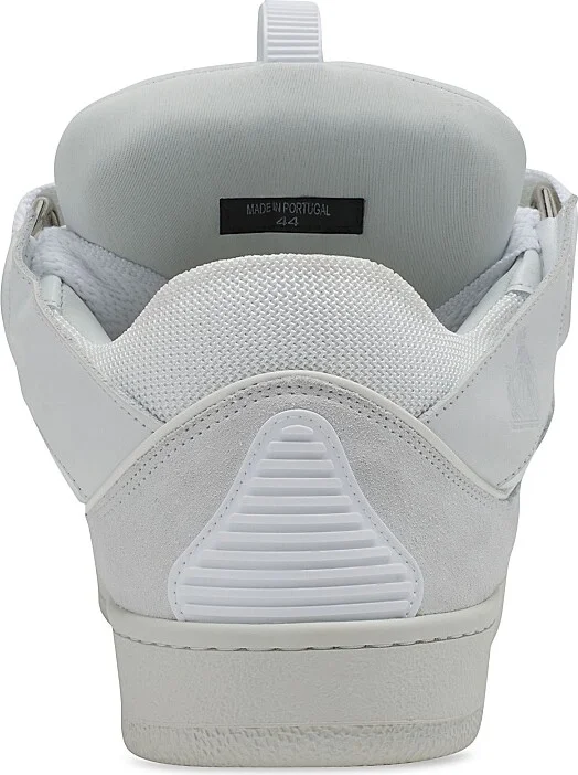 Men's Curb Leather Sneakers - White - Size 2 - Image 4