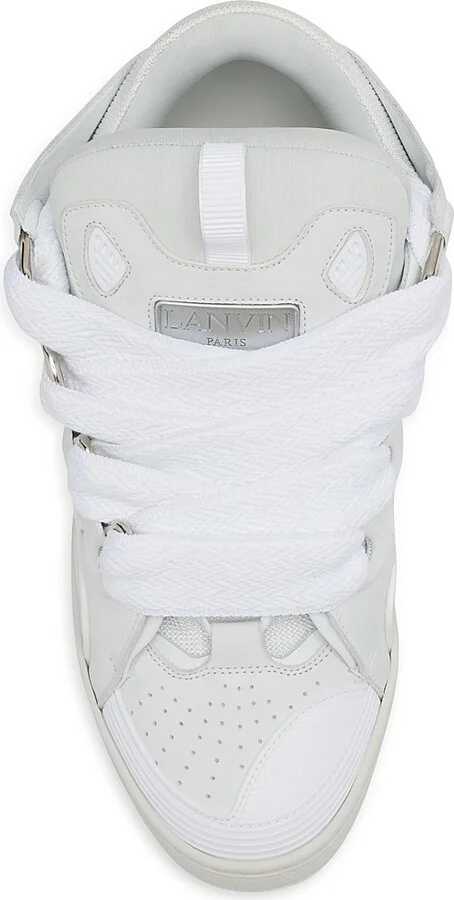Men's Curb Leather Sneakers - White - Size 2 - Image 5