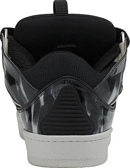 Men's Curb Leather Sneakers with Sparkles - Black - Size 2 - Image 4