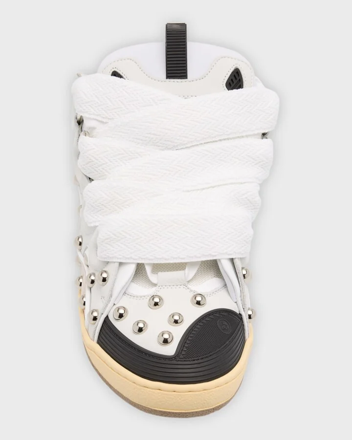 Men's Curb Mesh and Leather Low-Top Sneakers - Image 8