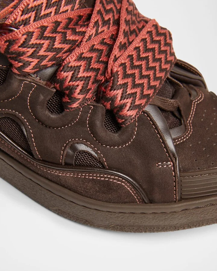Men's Curb Mesh and Suede Low-Top Sneakers - Image 3