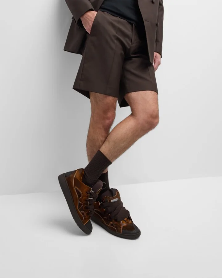 Men's Curb Pony-Effect Leather Low-Top Sneakers - Image 2