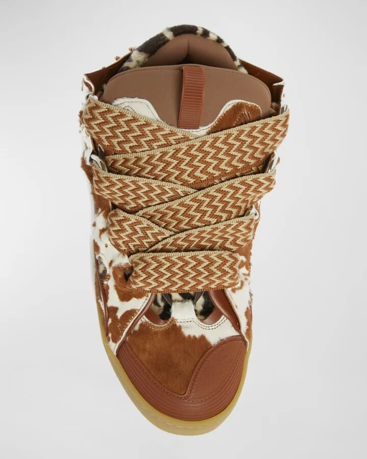 Men's Curb Pony-Effect Low-Top Sneakers - Image 3