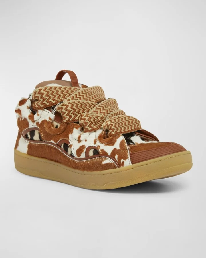 Men's Curb Pony-Effect Low-Top Sneakers - Image 4