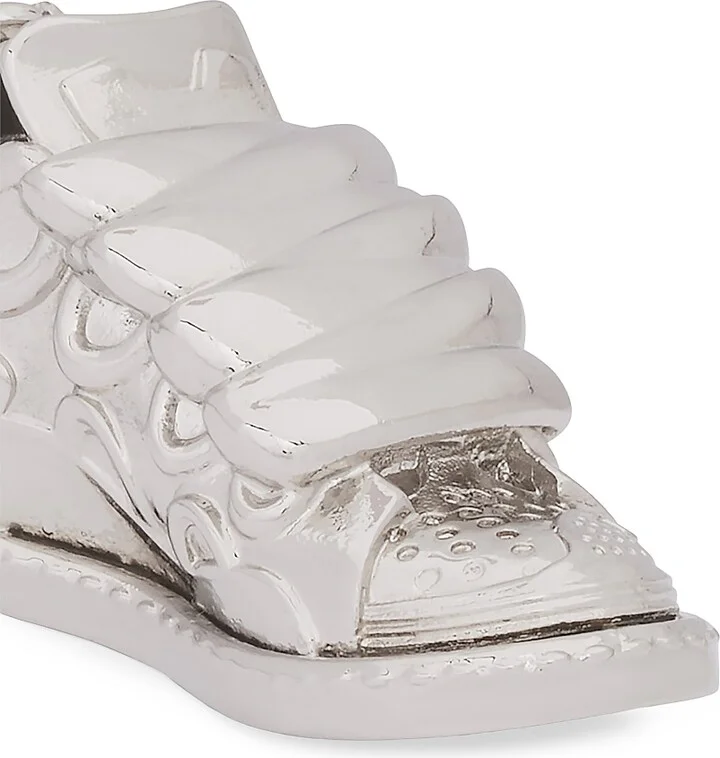 Men's Curb Sneakers Brass Key Ring - Silver - Image 3