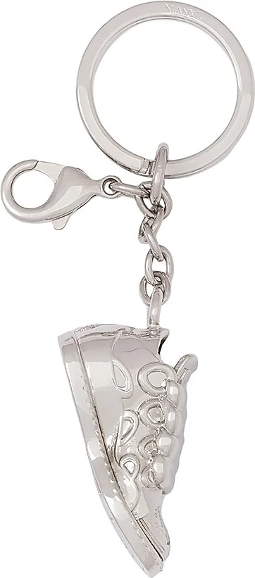 Men's Curb Sneakers Brass Key Ring - Silver