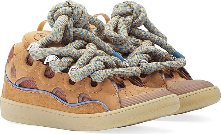 Men's Curb Sneakers in Leather with Snake Laces - Blue Grey - Size 7 - Image 7
