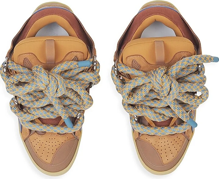 Men's Curb Sneakers in Leather with Snake Laces - Blue Grey - Size 7 - Image 8