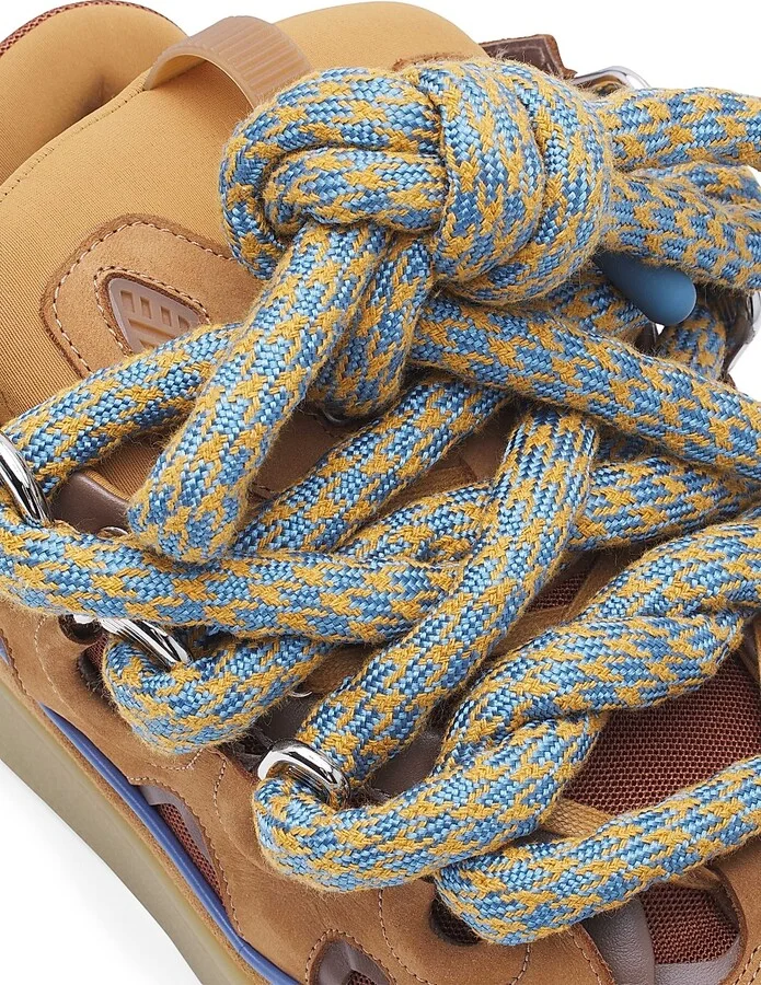 Men's Curb Sneakers in Leather with Snake Laces - Blue Grey - Size 7 - Image 10
