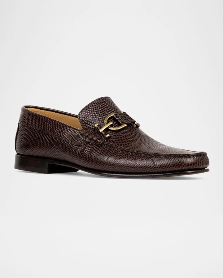 Men's Dacio Lizard-Effect Leather Bit Loafers - Image 3