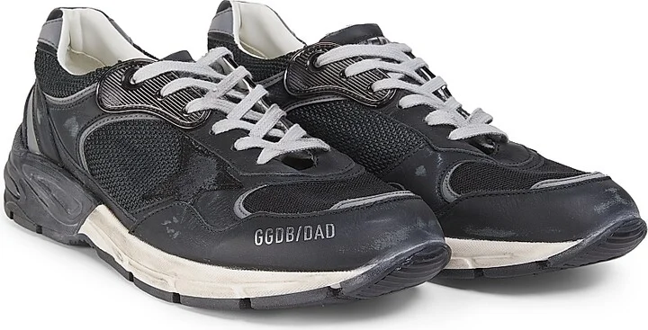Men's Dad Running Mesh & Leather Low-Top Sneakers - Black Dark Grey - Size 6 - Image 2
