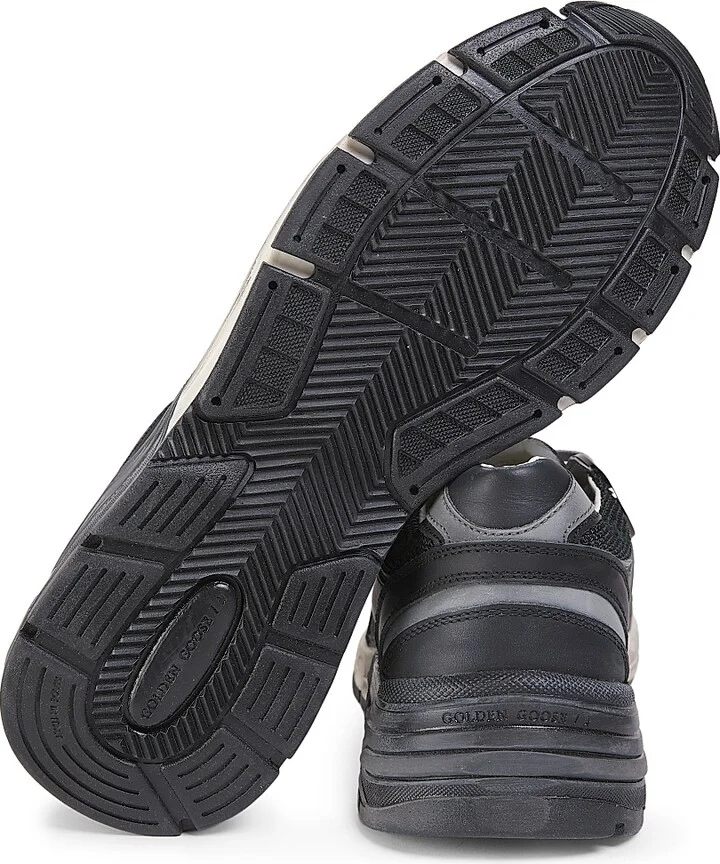 Men's Dad Running Mesh & Leather Low-Top Sneakers - Black Dark Grey - Size 6