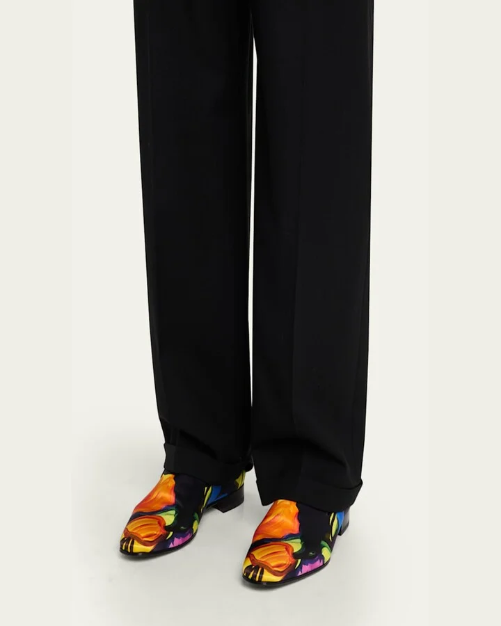 Men's Dandelion Floral Silk Red-Sole Loafers - Image 2