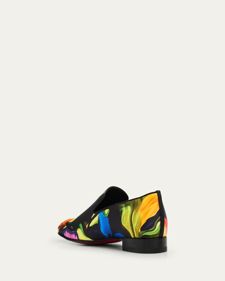 Men's Dandelion Floral Silk Red-Sole Loafers - Image 11