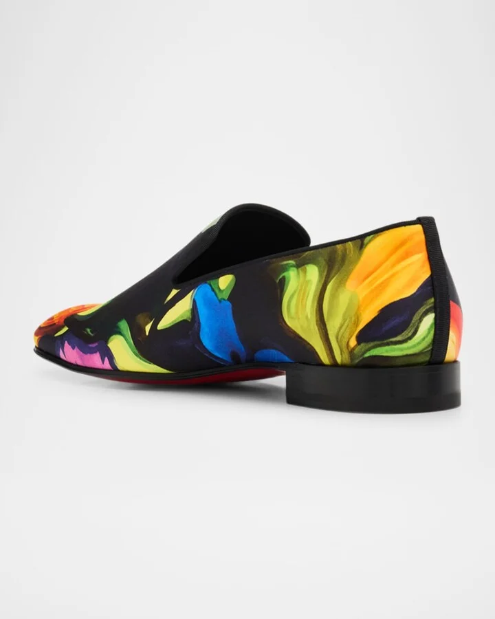 Men's Dandelion Floral Silk Red-Sole Loafers - Image 3