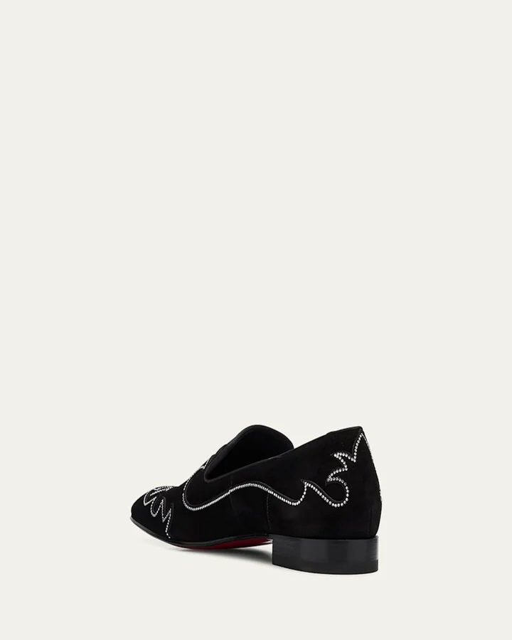 Men's Dandysiago Rhinestone and Leather Loafers - Image 3