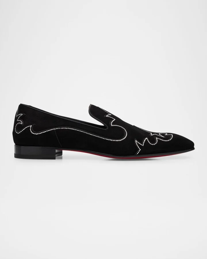 Men's Dandysiago Rhinestone and Leather Loafers