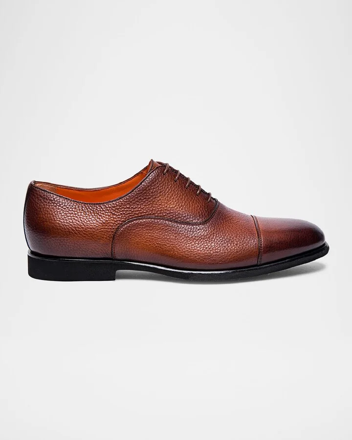 Men's Darian Grained Leather Oxfords