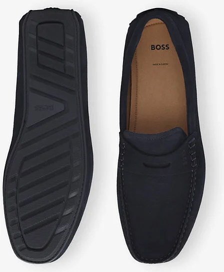 Mens Dark Blue Penny-Detail Suede Loafers Eur 41 / 7 Uk Men - Image 2