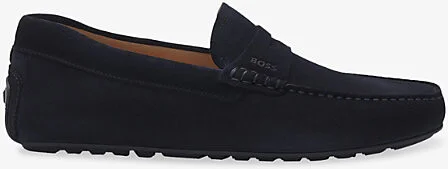 Mens Dark Blue Penny-Detail Suede Loafers Eur 41 / 7 Uk Men