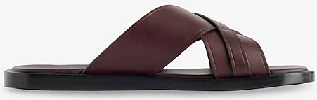 Mens Dark Brodeaux Interlocking G Leather Sliders Eur 41 / 7 Uk Men