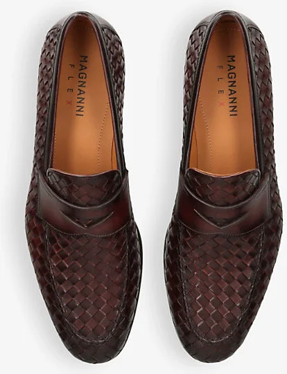 Mens Dark Brown Aston Weave Leather Loafers Eur 43.5 / 9.5 Uk Men - Image 2