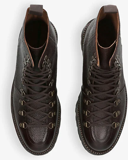 Mens Dark Brown Brady Lace-Up Flat Leather Ankle Boots Eur 43.5 / 9.5 Uk Men - Image 2