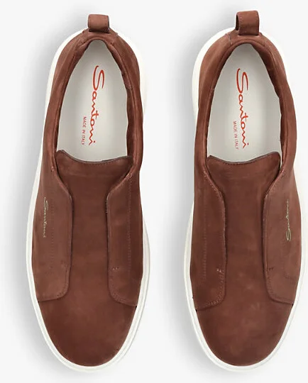 Mens Dark Brown Clean Icon Branded Suede Trainers Eur 42.5 / 8.5 Uk Men - Image 2