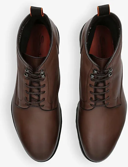 Mens Dark Brown Colin Lace-Up Flat Leather Ankle Boots Eur 41.5 / 7.5 Uk Men - Image 2