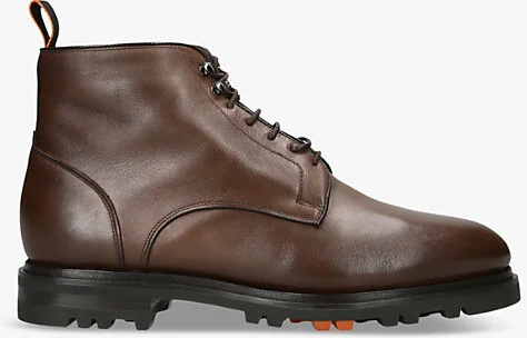 Mens Dark Brown Colin Lace-Up Flat Leather Ankle Boots Eur 41.5 / 7.5 Uk Men