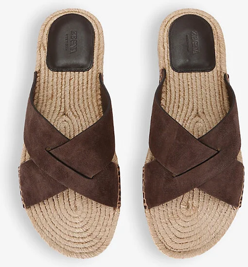 Mens Dark Brown Crossover Suede Espadrilles Eur 42 / 8 Uk Men - Image 2