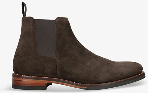 Mens Dark Brown Declan Suede Chelsea Boots Eur 42 / 8 Uk Men