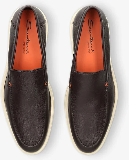Mens Dark Brown Detroit Contrast-Sole Leather Loafers Eur 42 / 8 Uk Men - Image 2