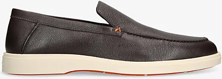 Mens Dark Brown Detroit Contrast-Sole Leather Loafers Eur 42 / 8 Uk Men