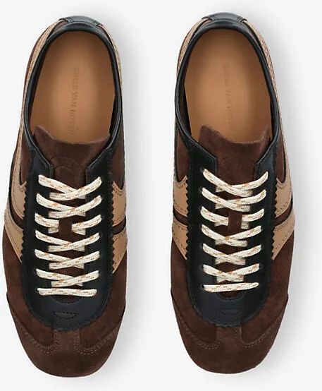 Mens Dark Brown Dustin Stripe Suede Low-Top Trainers Eur 40 / 7 Uk Women - Image 2