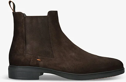 Mens Dark Brown Easy Flat Suede Chelsea Boots Eur 41.5 / 7.5 Uk Men