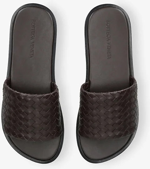 Mens Dark Brown Elio Intrecciato-Weave Leather Mules Eur 41 / 7 Uk Men - Image 2