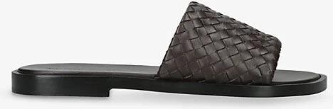 Mens Dark Brown Elio Intrecciato-Weave Leather Mules Eur 41 / 7 Uk Men