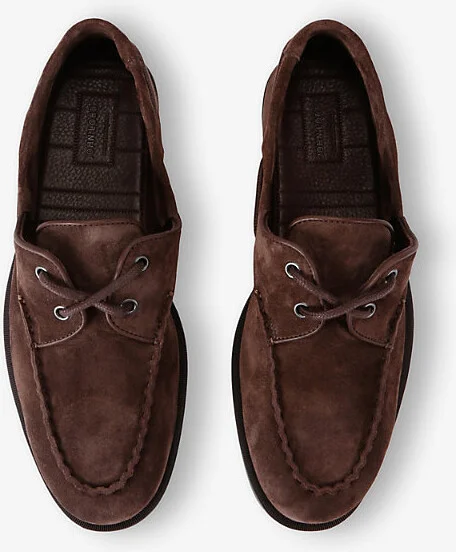 Mens Dark Brown Foil Suede Boat Shoes Eur 45 / 11 Uk Men - Image 2