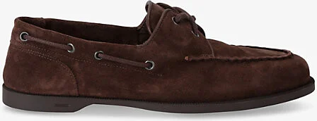 Mens Dark Brown Foil Suede Boat Shoes Eur 45 / 11 Uk Men